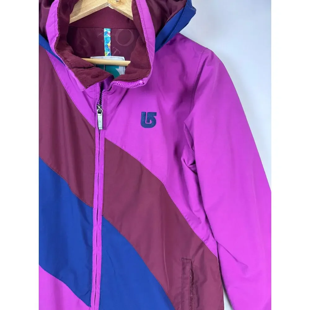 Burton Girls Dryride Snowboard Jacket L 14 16 Purple Colorblock Insulated Ski